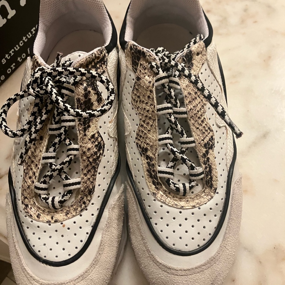 SCHUTZ White and Brown Sneakers with Retro Design